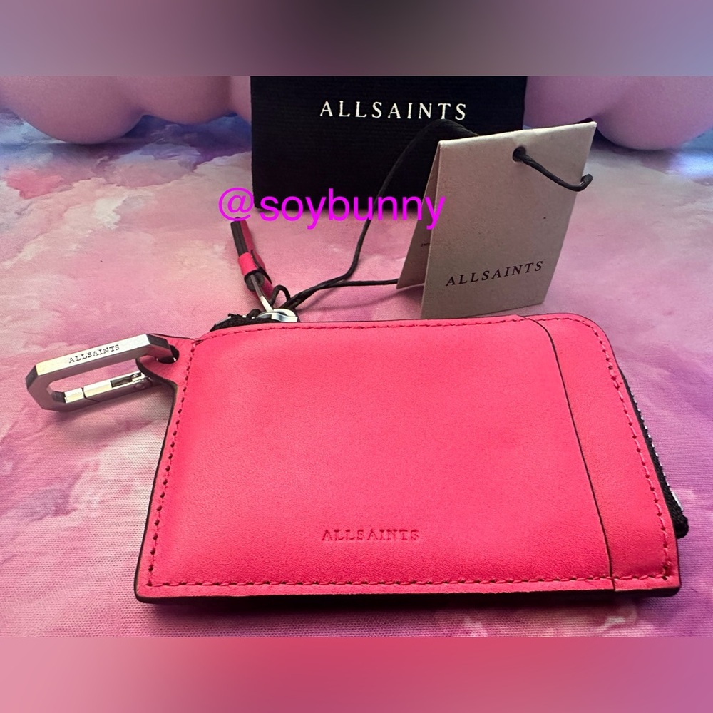 AllSaints Remy Leather Wallet (NWT; Hot Pink)
